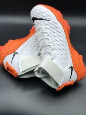 Nike Force Savage Pro 2 Shark White Orange Football Cleats BV5448-100 Mens Sz 14
